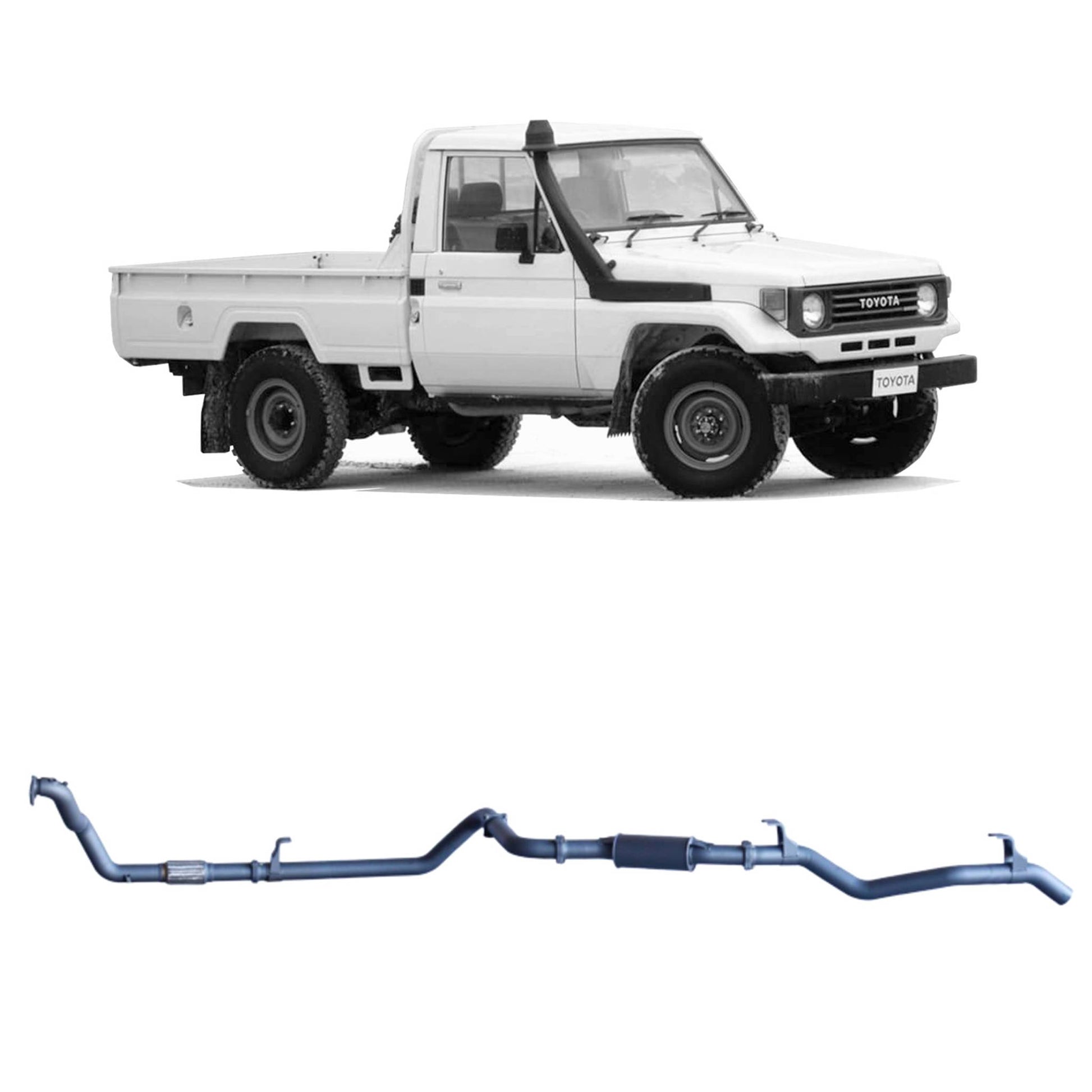 70 Series Land Cruiser Extreme Duty Exhaust - 78 Series (01/1990 - 01/2007), 75 Series (03/1990 - 11/1999)