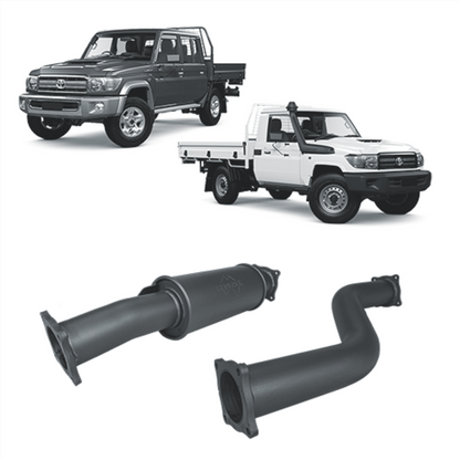 70 Series Land Cruiser Extreme Duty Exhaust - 79 Series Dual Cab with Auxiliary Fuel Tank (01/2012 - 10/2016)