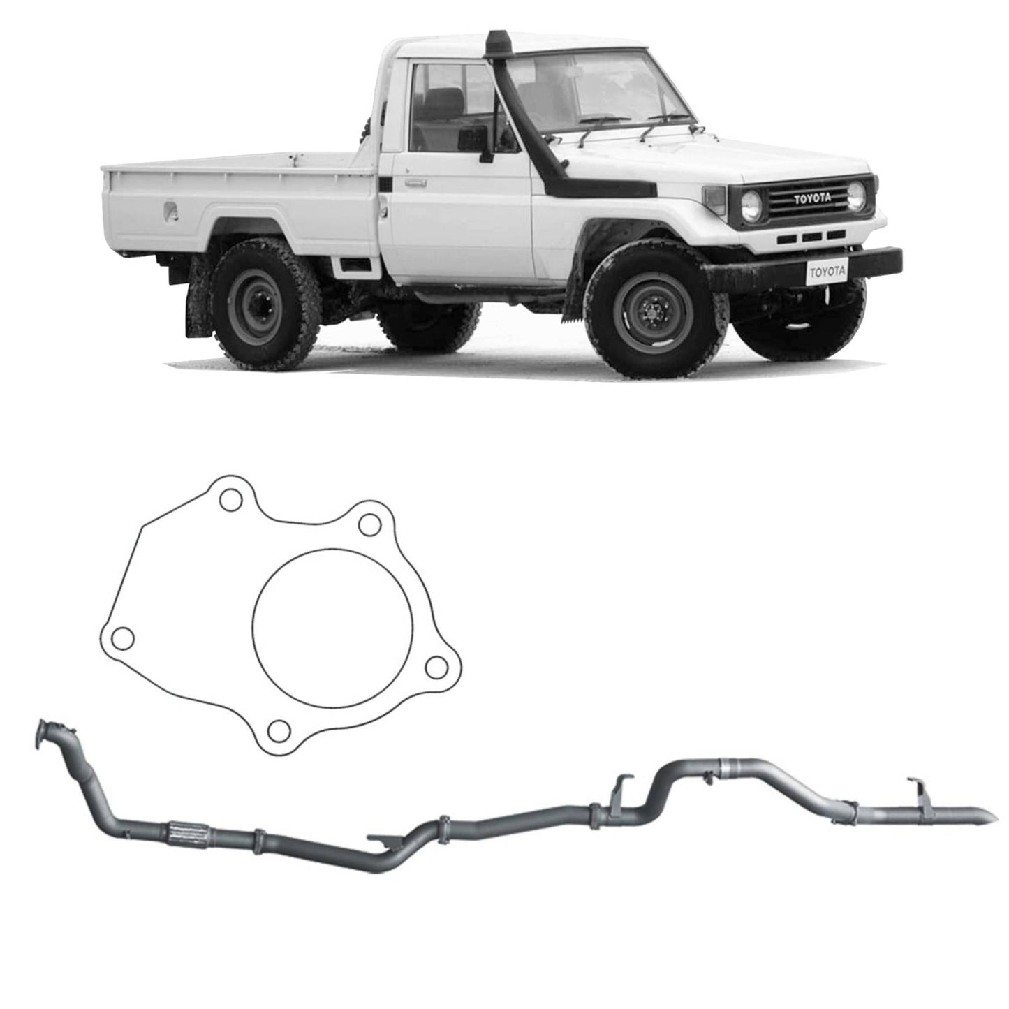 Toyota Land Cruiser Redback Extreme Duty Exhaust for Toyota Landcruiser 78 Series (01/1990 - 01/2007), Toyota Landcruiser 75 Series (03/1990 - 11/1999)