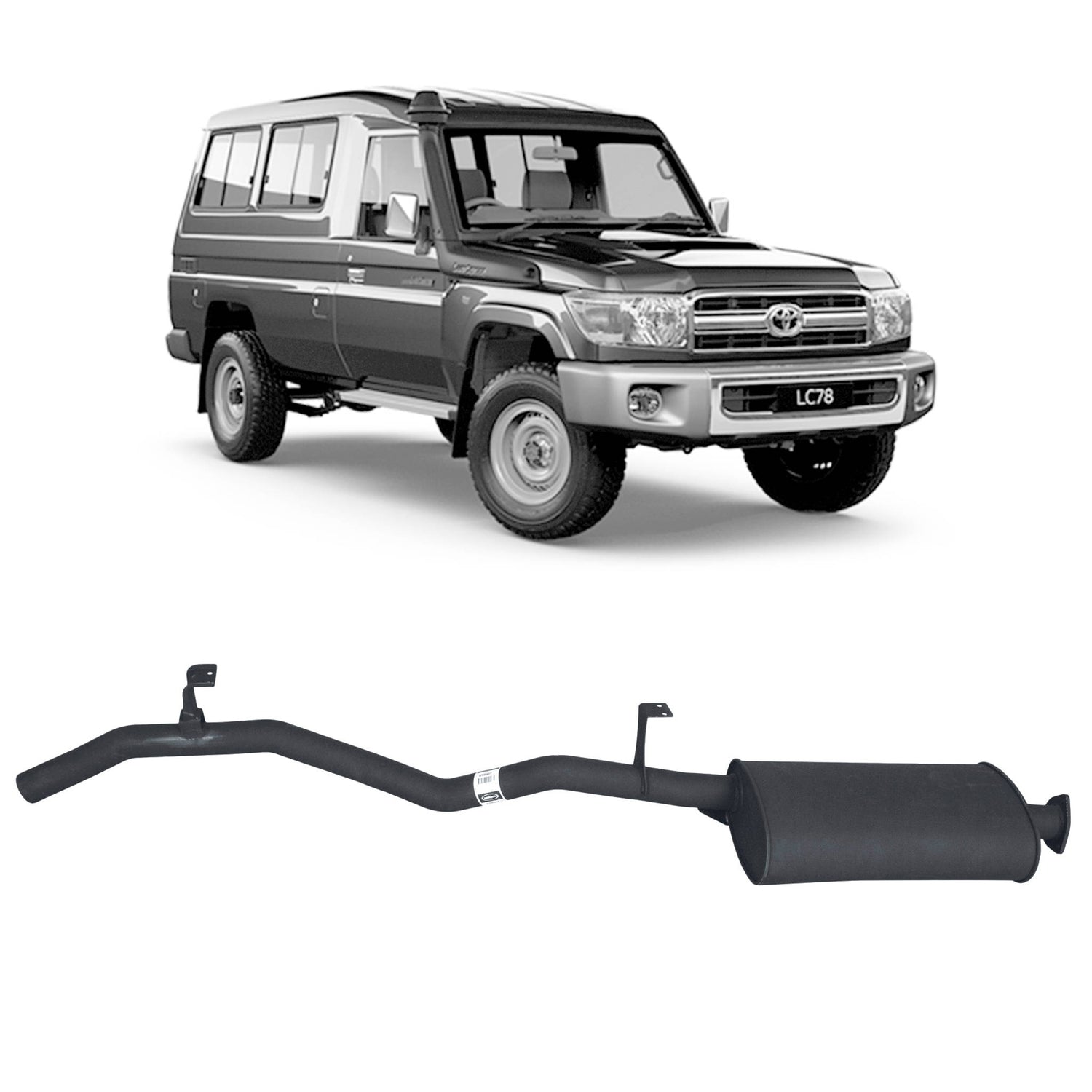 Performance 2.5" Tailpipe Assembly for the Toyota LandCruiser 75/78/79 Series 4.2L 1HZ (01/1990 - 01/2007)