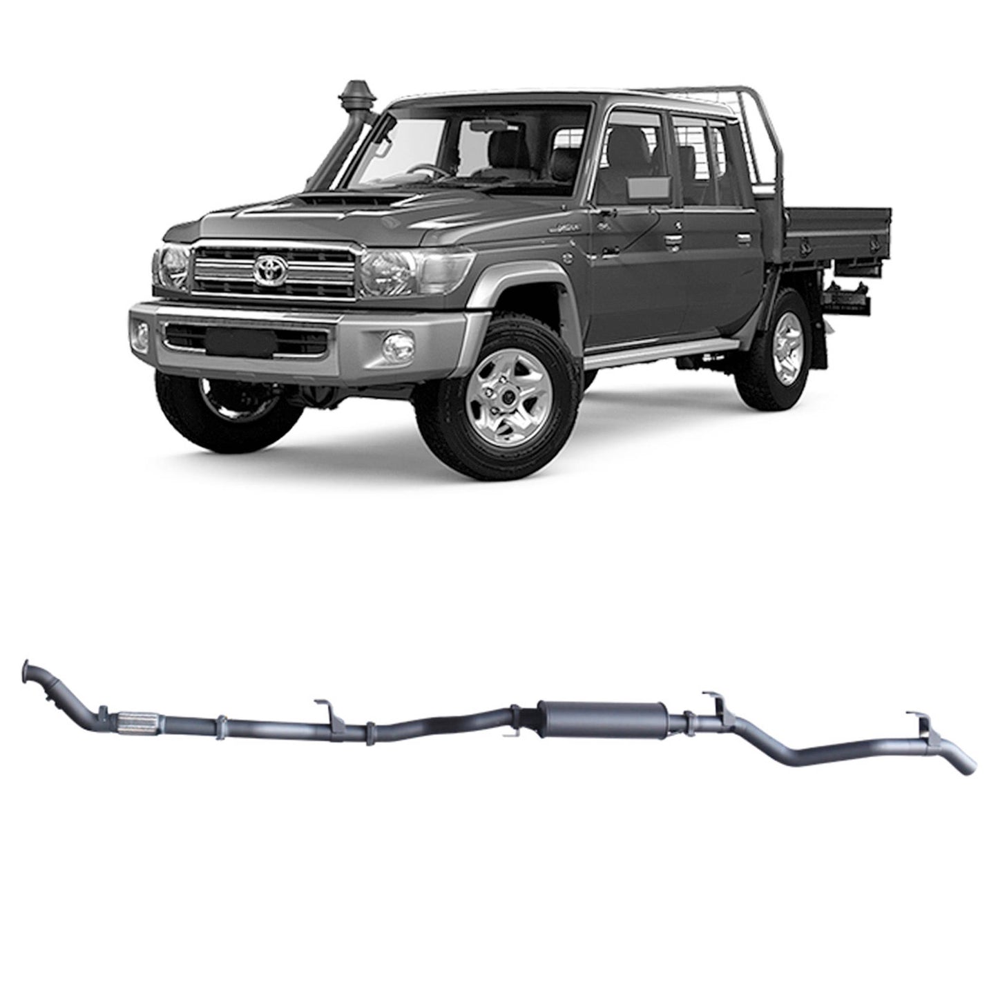 Extreme Duty 3" Turbo Back Exhaust for the Toyota LandCruiser 79 Series Dual Cab (01/2012 - 10/2016) (view 5)