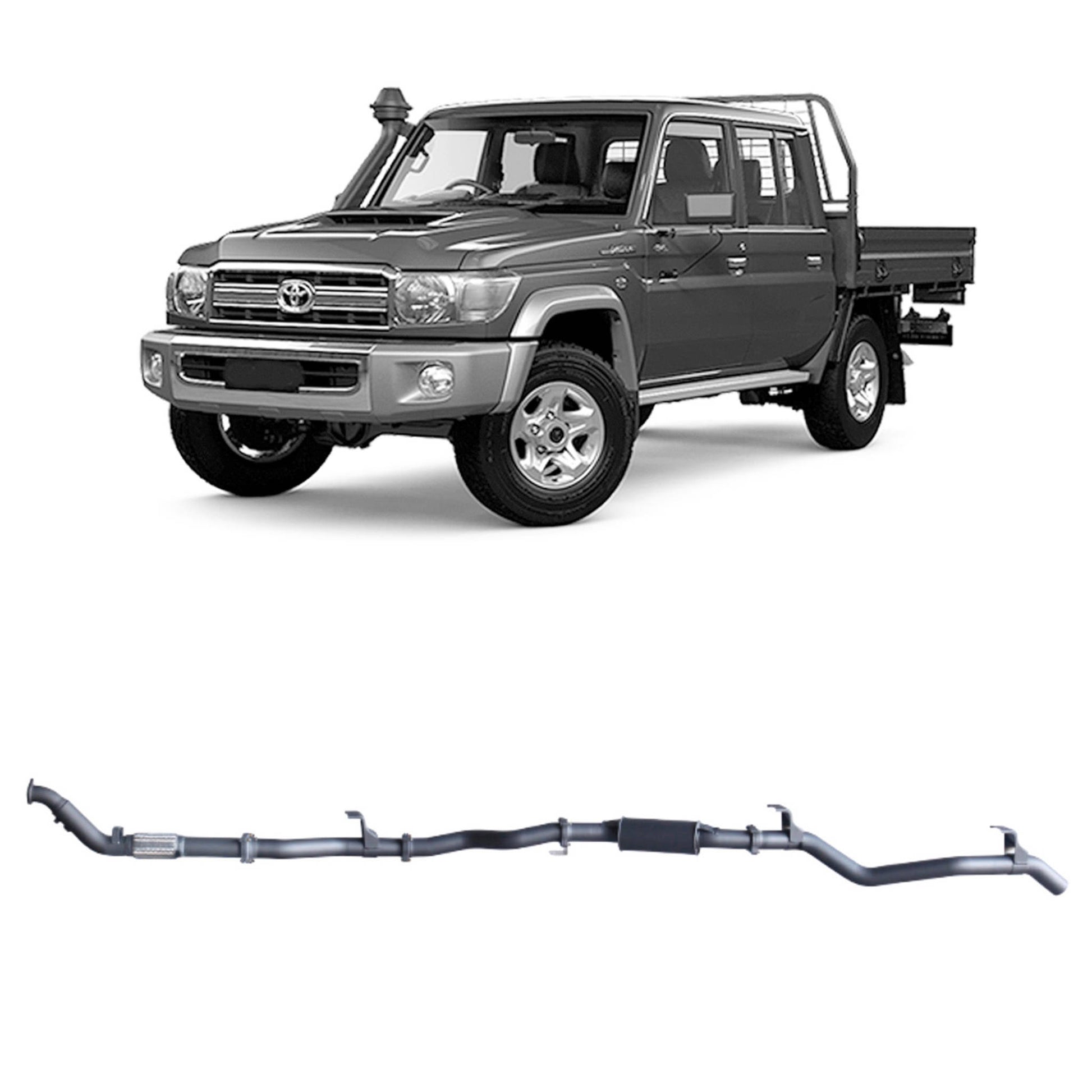 Extreme Duty 3" Turbo Back Exhaust for the Toyota LandCruiser 79 Series Dual Cab (01/2012 - 10/2016) (view 4)